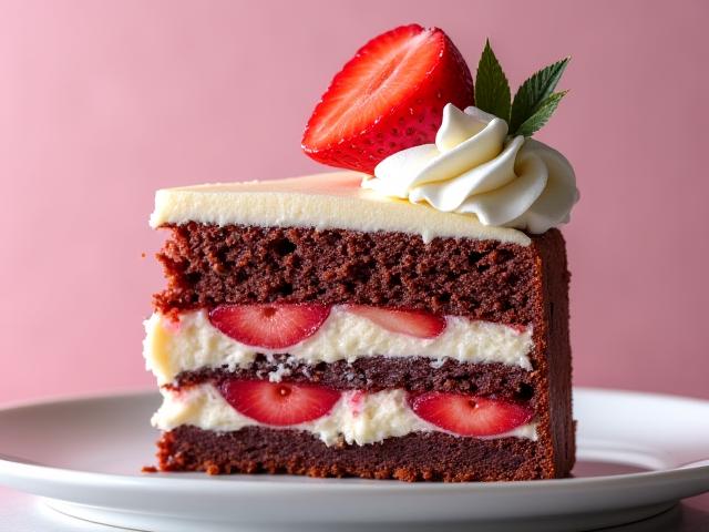 デコレーションされたショートケーキのスライス